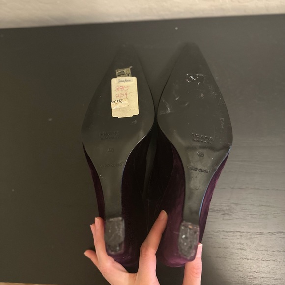 Prada Purple Velvet Slingback Wedges Sz 40 - Picture 9 of 11